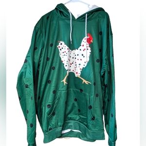 Funky chicken polka dot hoodie by pixie lady 2x